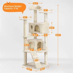 BestPet 62-Inch Indoor Cat Tree Tower, Multi-Level Cat Furniture Activity Center with Scratching Posts, Cat Condo House with Fun Toys for Kittens, 