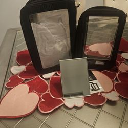 Black Zippered Makeup Bag Set with Mirror