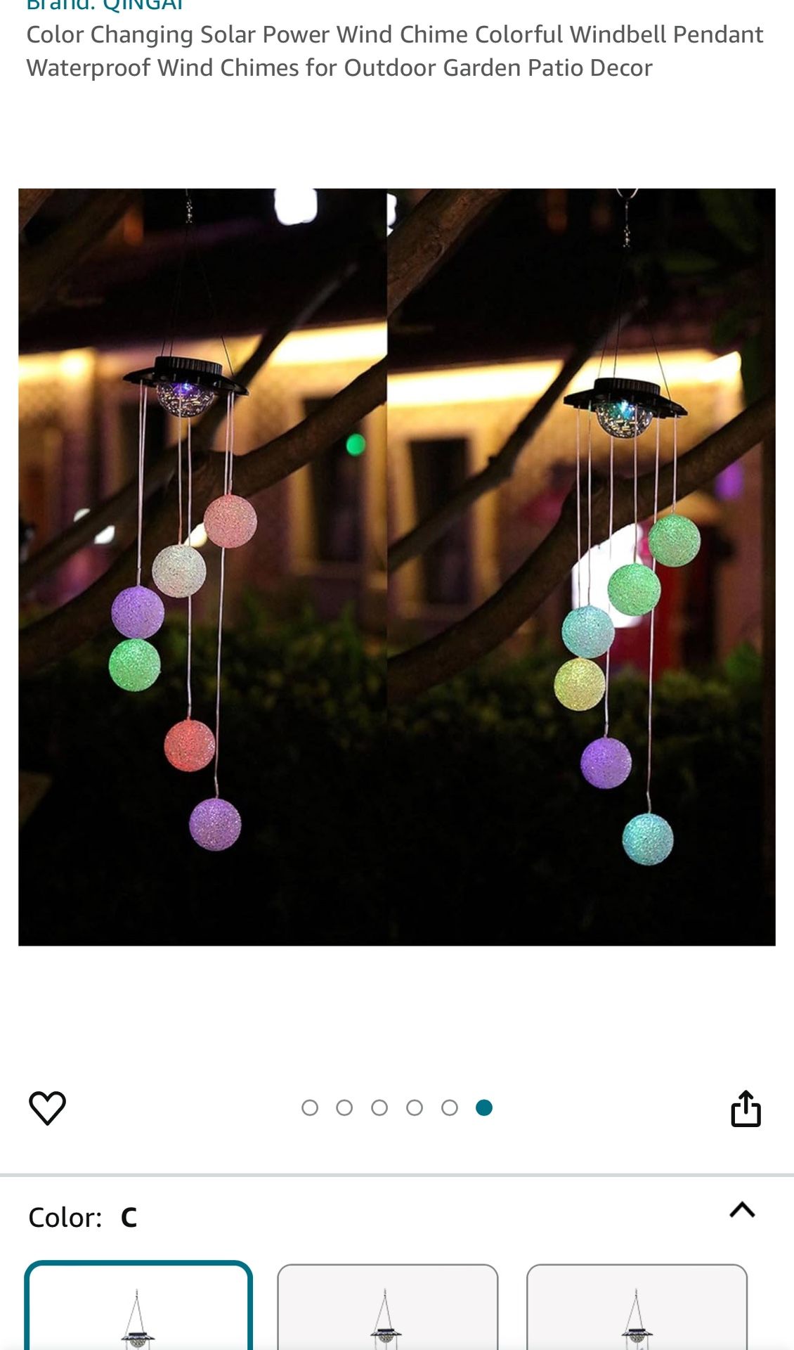 Color Changing Solar Power Wind Chime Colorful Windbell Pendant Waterproof Wind Chimes for Outdoor Garden Patio Decor