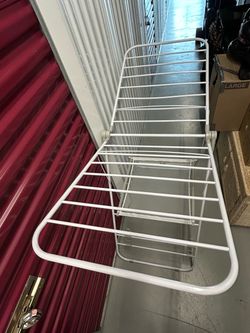 White Metal Folding Clothes Drying Rack