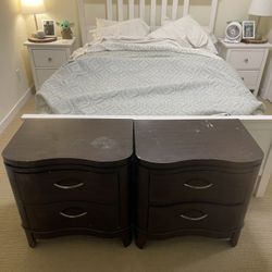 Worn Out Nightstands, Set Of Two, With Outlets