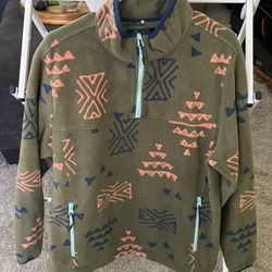 Chubbies Green Pattern Half Zip Jacket Size Large
