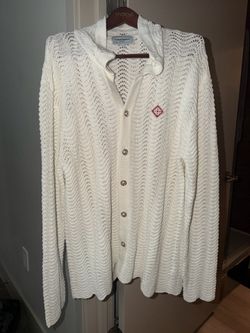 Casablanca Tennis Club Knit Cardigan Sweater XL - White Luxury Designer