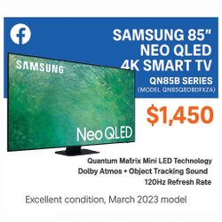📺 Samsung 85” Neo QLED 4K Smart TV – QN85B Series (Model QN85Q80BDFXZA)