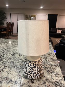 Small Ceramic Table Lamp with Linen Shade