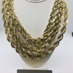 14K Diamond Cut Rope Chains! 1-12mm in stock now! 13mm+ can be ordered! See description for details!