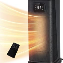 1500W Electric Portable Tower Heater w/Thermostat & Timer, Oscillating Ceramic Room Heater with 4 Modes, LED Display