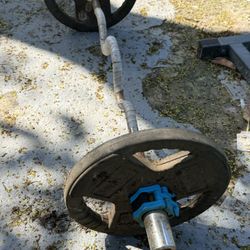 Curl Bar With Weights 25lb And Weight 