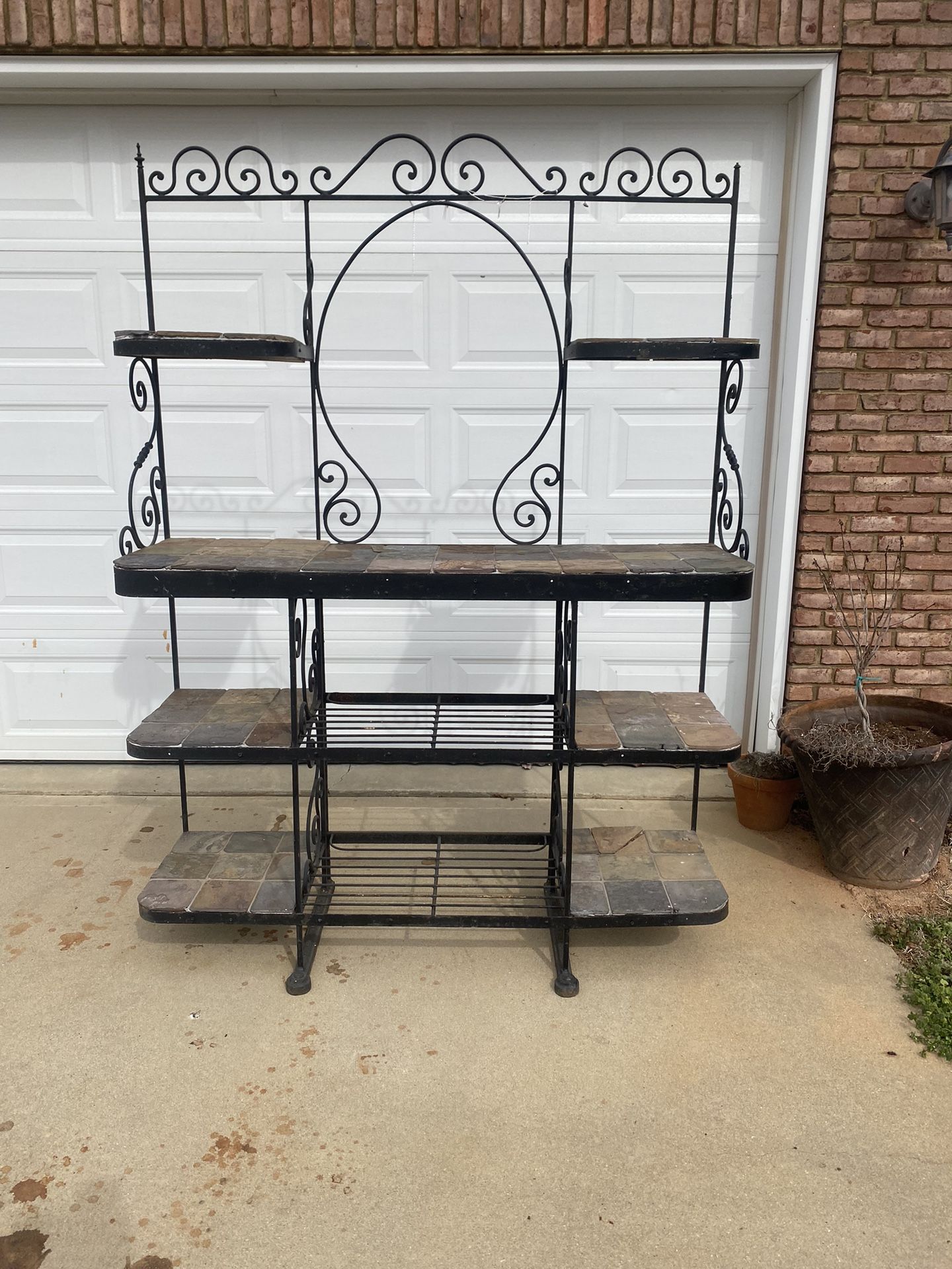 Massive Wrought Iron Bakers Rack