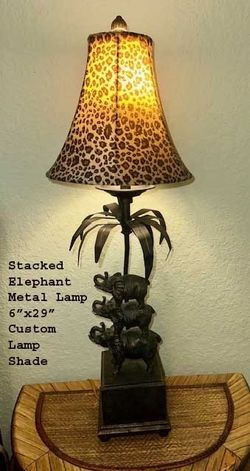 Stunning Elephant Lamp with Leopard Print Shade