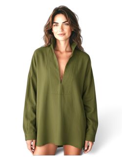 NWT Buck Mason Mainstay Cotton Catalina Popover Shirt Olive S