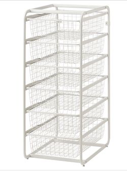 IKEA アルゴート　
ホワイト メッシュ収納ラック 4段 ALGOT Frame/wire baskets/top shelf/caster white - IKEAPEDIA
