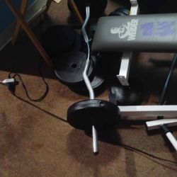 Curl Bar And 110lb In Plates.