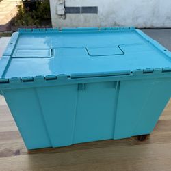 Large Storage Bin Storage Tote Box with Hinged Lid 21.5x15x13h