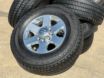 WE INSTALL - OEM Ram 2500 wheels Long Horn rims Bridgestone AT LT275/70R18 90% 10 PLY 8x6.5 Ram 3500