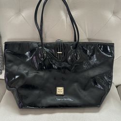 Dooney & Bourke Black Patent Leather Tote Bag with Glossy Finish