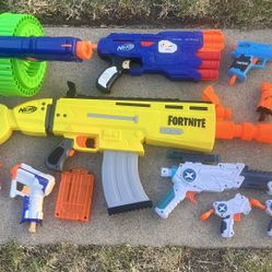 Lot of 14 Nerf Guns Including Fortnite Motorized AR Rifle