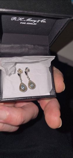 AJ 925 14k Macys Aquamarine earrings