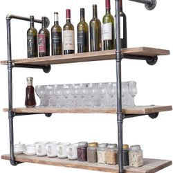 Industrial Wall Mounted Iron Floating Pipe Shelves/Shelving/Racks/Storage/Bookcases/Brackets, DIY Open Bookshelves/Shelving for Kitchen/Office, Retro 