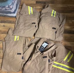 5 XL WorkriteFR FR Work Shirts with Reflective Tape – Lot of 4