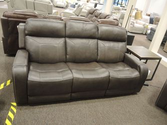 Moto Motion Maverick Leather Power Media Sofa - Gray-Brown | Couch | Living Room Couch
