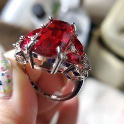 Ring Ruby 925 Silver Available Size 10 /9