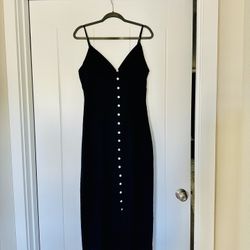 Elegant Linen Black Dress Maxi, Size medium - NWOT