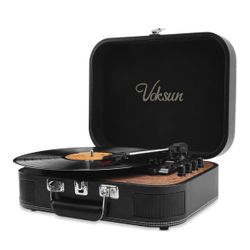 Voksun Bluetooth Turntable with Speakers. Record Player 3 Speed Vinyl Player