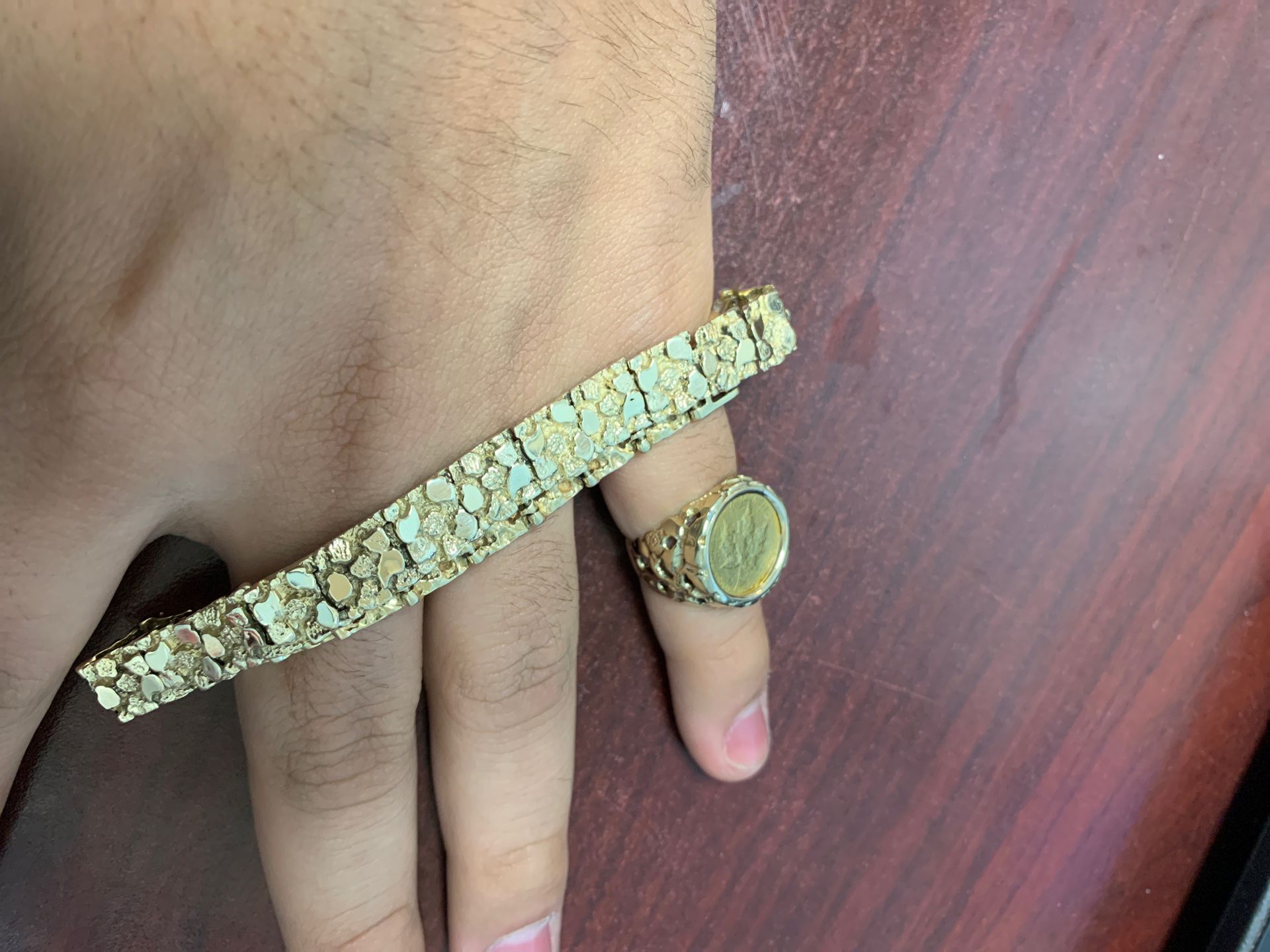 Nugget gold bracelet 14k