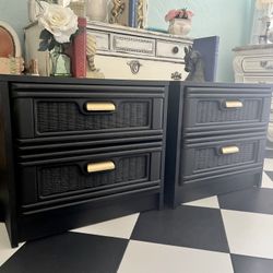 Black Two Nightstands 