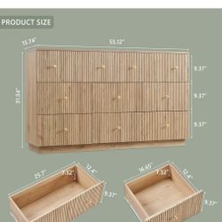 😀 Fluted Dresser for Bedroom, 55" W 8 Drawer Dressers, Wood Tall Dresser Storage Organizer, Modern Bedroom Chest of Drawers with Deep Storage 