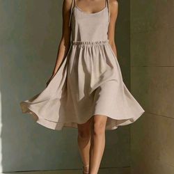 Size L Minimalist Spaghetti Strap Dress, A-Line Skirt, Solid Color Romantic Vacation Dress - Suitable For Festivals, Parties, Weddings, Dates