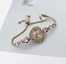 ✨ Heart Crystal Adjustable Bracelet – Gold Plated Sparkle Charm  