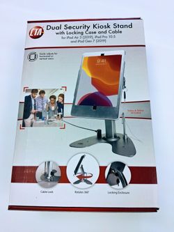 Dual Security Kiosk Stand with Locking Case and Cable for iPad Pro iPad Air iPad Gen
