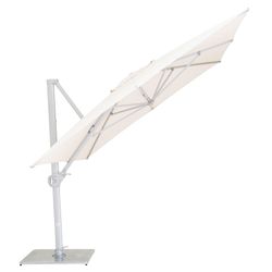Woodline Pavone 10’ Square Cantilever Patio Umbrella w/ Base – Retail $6,205 – Delivery Available