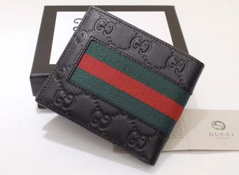 Designer black leather men’s wallet GG