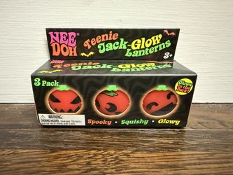 NeeDoh Halloween Glow in the Dark Teenie Jack-Glow Lanterns 3 Pack - Brand New