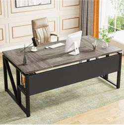 63-In Computer Desk with Storage Shelf, Home Office Desk Writing Table for Workstation