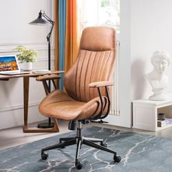 Home Office Chair, Ergonomic Chair with Deep Seat and High Back, Comfy Suede Leather Computer Chair for Executive