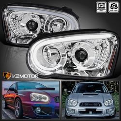 Fits 2004-2005 Subaru Impreza WRX Clear LED Tube Projector Headlights Lamp 04-05