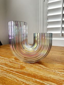 IKEA Raffelbjork Flower Vase Glass Iridescent Rainbow