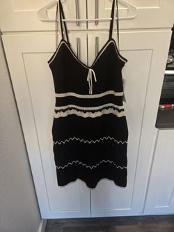 NWT Steve Madden Black & White Sleevelesss Knit Mini  Dress Size XL 