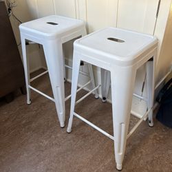 Set Of 2 Metal Counter Height Stools 