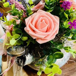 Farmhouse Valentines Tea Kettle Floral Arrangement 