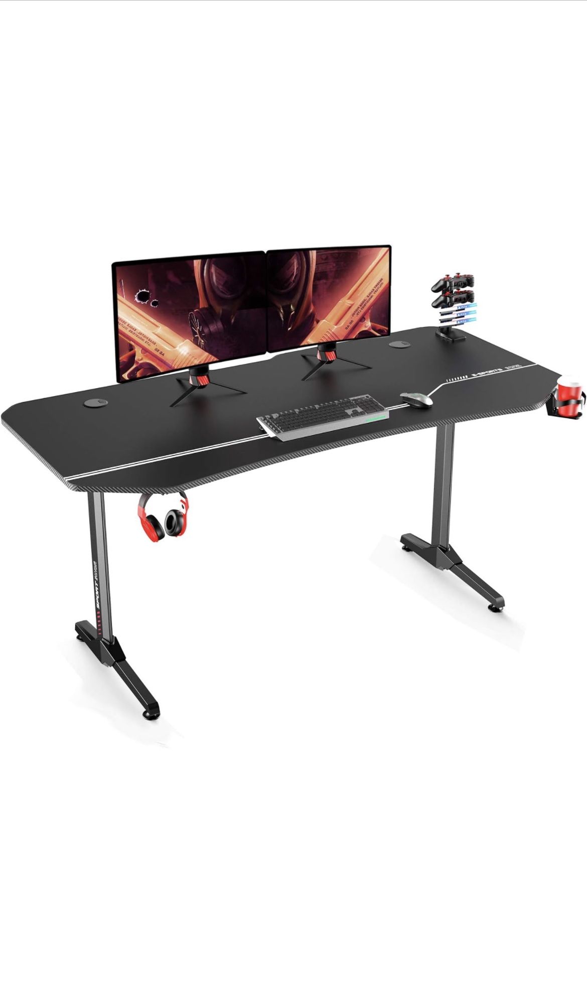 Kinsal 63” Gaming Desk Speed Series Computer Desk Racing Style Professional Gaming Station w/ Accs.