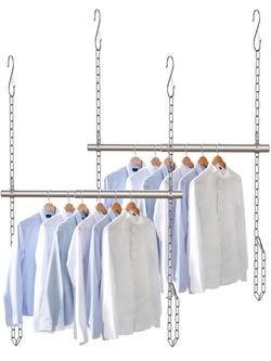 Hanging Closet Rod, Adjustable Width and Height Closet Rods Extender, 17-28inch