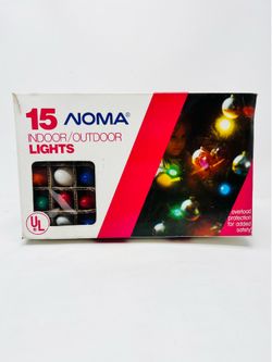 Vintage NOMA Christmas Tree 15 Light Strand 7W Bulbs Indoor Outdoor Green Wire