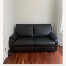 IKEA Tomback Reclining Loveseat - Black Leather  