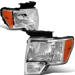 LA Zona Auto Parts 09 to 14 Ford F150 OEM STYLE Headlights Luces Micas Calaveras Faros Focos Luz Light Chrome 
