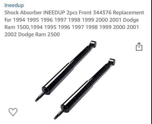 BRAND NEW 4x4 Shock Absorber 2pcs Front Replacement for 94 - 01 Dodge Ram 1500 or 94 - 01 Dodge Ram 2500